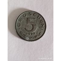 Австрия 5 грошей 1953 года .
