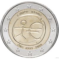 2 евро 2009 Кипр 10 лет монетарной политики ЕС UNC из ролла