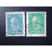 1936 -1940 President Konstantin Pats (Эстония) 2 марки