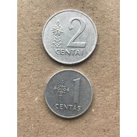 Литва 1 и 2 цента, 1991г. (D-8)