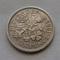 6 пенсов, Великобритания 1955 г.