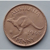 Австралия 1 пенни. 1943. Точка после "PENNY"