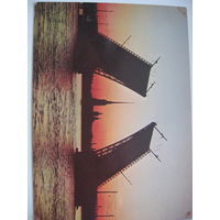 Ленинград почтовая карточка 1979 г.Разведенный Дворцовый мост с олимпийской символикой 1980 г. СССР