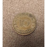 Саар 10 франков, 1954