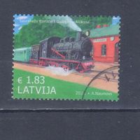 [1625] Латвия 2023. Железная дорога.Паровоз. Одиночный выпуск.Гашеная марка.