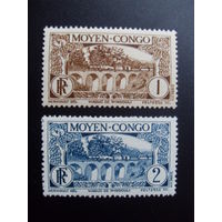 Франция. Французские колонии (среднее Конго) 1933 Mi:FR-MC 67,68 виадук MLH