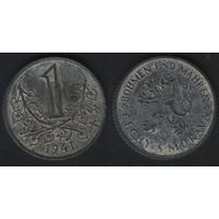 Богемия и Моравия km4 1 крона 1941 год (f(1