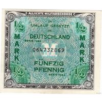 Германия, 1944 г., союзная оккупация, 1/2 марки, "J" в виньетке, американская зона.