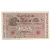 Германия 1000 марок 1910 года. Красная печать. Состояние аUNC!