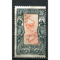 Французские колонии - Сен-Пьер и Микелон - 1932/1933 - Карта 20C - [Mi.139] - 1 марка. Чистая без клея.  (Лот 71Eu)-T5P6
