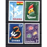 3-я годовщина независимости Гана 1960 год серия из 4-х марок
