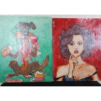 Картины на Холсте Маслом Собака Пёс Барбос и Красавица Кудряшка 40х50 см