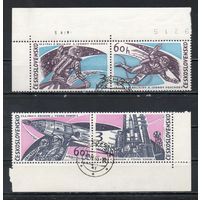 Очвоение космоса Чехословакия 1965 год серия из 4-х марок в сцепке