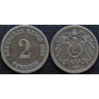 YS: Германия, Рейх, 2 пфеннига 1907F, KM# 16
