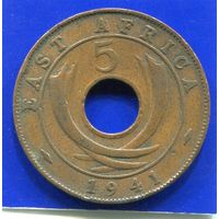 Британская Восточная Африка 5 центов 1941 ( толстая - тип 6,32 гр. )