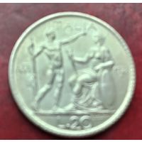 Серебро 0,800!Италия 20 лир, 1927-1928