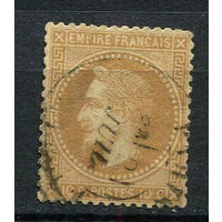 Франция - 1862/1870 - Император Наполеон III - 10c - (есть тонкое место) - [Mi.27] - 1 марка. Гашеная.  (Лот 105BZ)