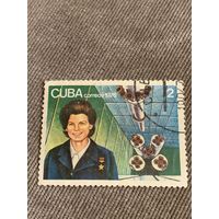 Куба 1976. Первая женщина космонавт Терешкова. Марка из серии