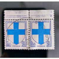 Франция 1958. Стандарт. Герб. Марсель (сцепка из 2 марок)
