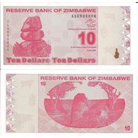Зимбабве 10 долларов образца 2009 года UNC p94