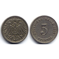 5 пфеннигов 1914 D, Германия, Мюнхен. Коллекционное состояние