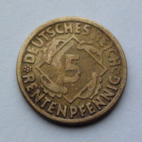 Германия - Веймарская республика 5 рентенфеннигов. 1924. D