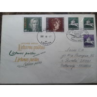 Литва 1992 КПД стандарт, литовская почта, писатели, прошло почту