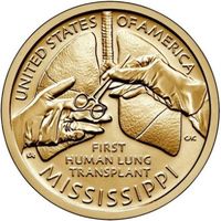 США 1 доллар 2023 Первая трансплантация легких человеку Миссисипи - серия Американские Инновации  Двор P UNC