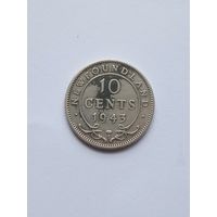 Ньюфаундленд. 10 центов. 1943 г. Георг VI