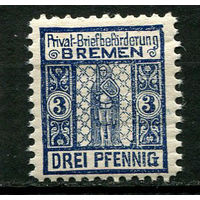 Германия - Бремен - Местные марки - 1896 - Рыцарь 3Pf - (пятна на клее) - [Mi.2] - 1 марка. MLH.  (Лот 81Ci)