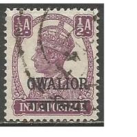 Индия(штат Гвалиор). Король Георг VI. Надпечатка на Индии. 1942г. Mi#103.