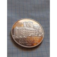 500 шиллингов 1999 года. Замок Локенхаус. Рыцари верхом на лошадях. ag 925