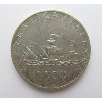 Все лоты с рубля.500 лир 1959 г.,Италия,Корабли Колумба.Серебро.