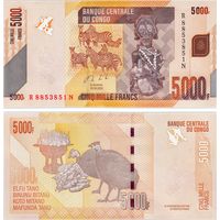 Конго 5000 франков 2022 год UNC