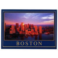 Boston. Skyline from harbor. 1986 год. Открытка США. Чистая