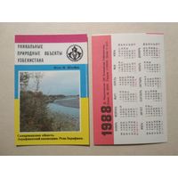 Карманный календарик. Уникальные природные объекты Узбекистана.1988 год