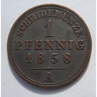 Шаумбург-Липпе 1 пфенниг 1858 А   .4-124