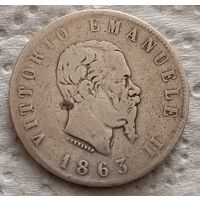 Италия 2 лиры 1863