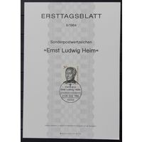 Почтовая марка с сертификатом 1984 The 150th Anniversary of the Death of Ernst Ludwig Heim