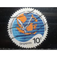 Сингапур, 1983. Карта, трассировка подводного кабеля