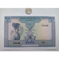 Werty71 Лаос 10 кип 1962 UNC большой формат банкнота