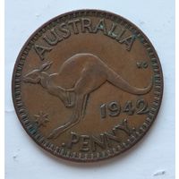 Австралия 1 пенни, 1942 "I" ниже бюстa 3-6-4