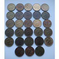 Лот монет 10 копеек России. По годам.28 штук (Л-6). Опись внутри