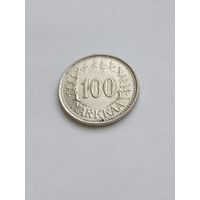 100 марок Финляндия 1956 года. Серебро 500. Монета не чищена, в блеске. 35