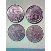 Индонезия. Небольшая подборка по годам 100 рупий 2001,2002,2003,2004.