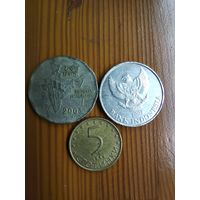 Индия 2 рупии 2003, Индонезия 200 рупий 2003, Болгария 5 сотинок 1999-21