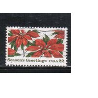 США-1985, (Мих.1779),  гаш., Рождество, Цветы