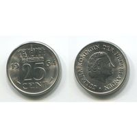Нидерланды. 25 центов (1964, aUNC)