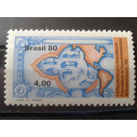 Бразилия 1980 Карта Америки и Бразилии**