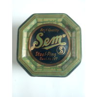 Старинная жестяная коробка от стальных булавок"Sem"Steel-Pins.Made in CZECHOSLOVAKIA.Первая половина XX-го века.